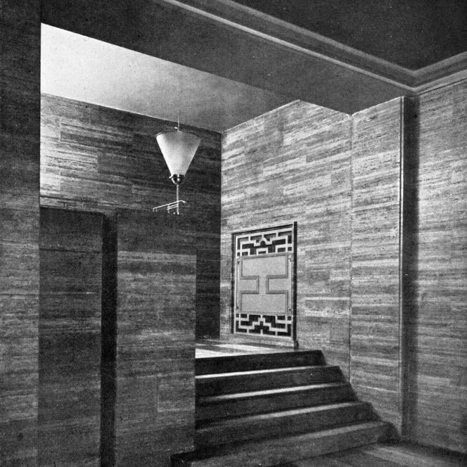 Historisches Foto vom Aufgang zum Kleinen Saal der Stadthalle Mülheim an der Ruhr