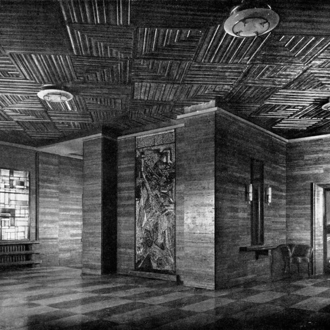 Historisches Foto von der Vorhalle zum Kleinen Saal der Stadthalle Mülheim an der Ruhr